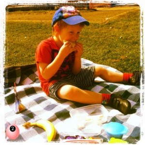 Sensory seeker eating a picnic concentrating on the positive
