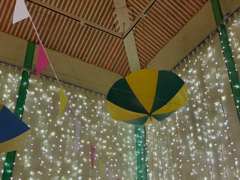 umbrellas and lights at Alton towers waterpark